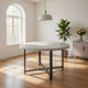 47 Inch Dining Table, Round Acacia Wood Top, Crossed Iron Design, White By Casagear Home