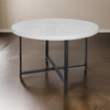 47 Inch Dining Table, Round Acacia Wood Top, Crossed Iron Design, White By Casagear Home