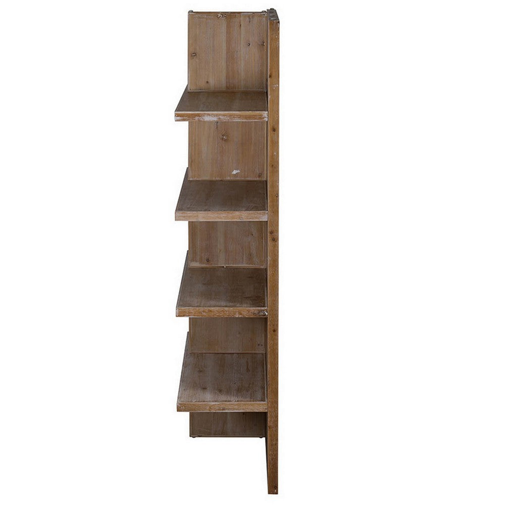 70 Inch Bookcase Display Shelves Segmented Design Fir Wood Frame Brown By Casagear Home BM311992