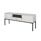 72 Inch TV Media Entertainment Console 2 Doors White Wood Black Iron By Casagear Home BM311995