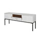 72 Inch TV Media Entertainment Console 2 Doors White Wood Black Iron By Casagear Home BM311995
