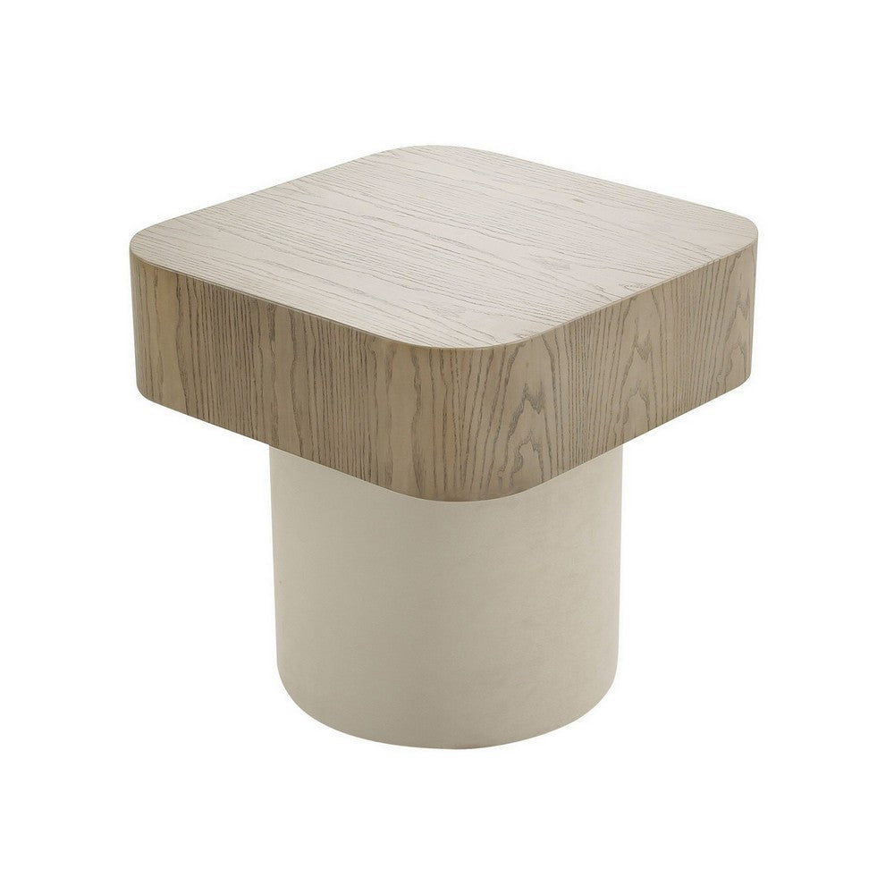 Cid Macy 22 Inch Side End Table Square Modern Style Beige Brown Finish By Casagear Home BM312004