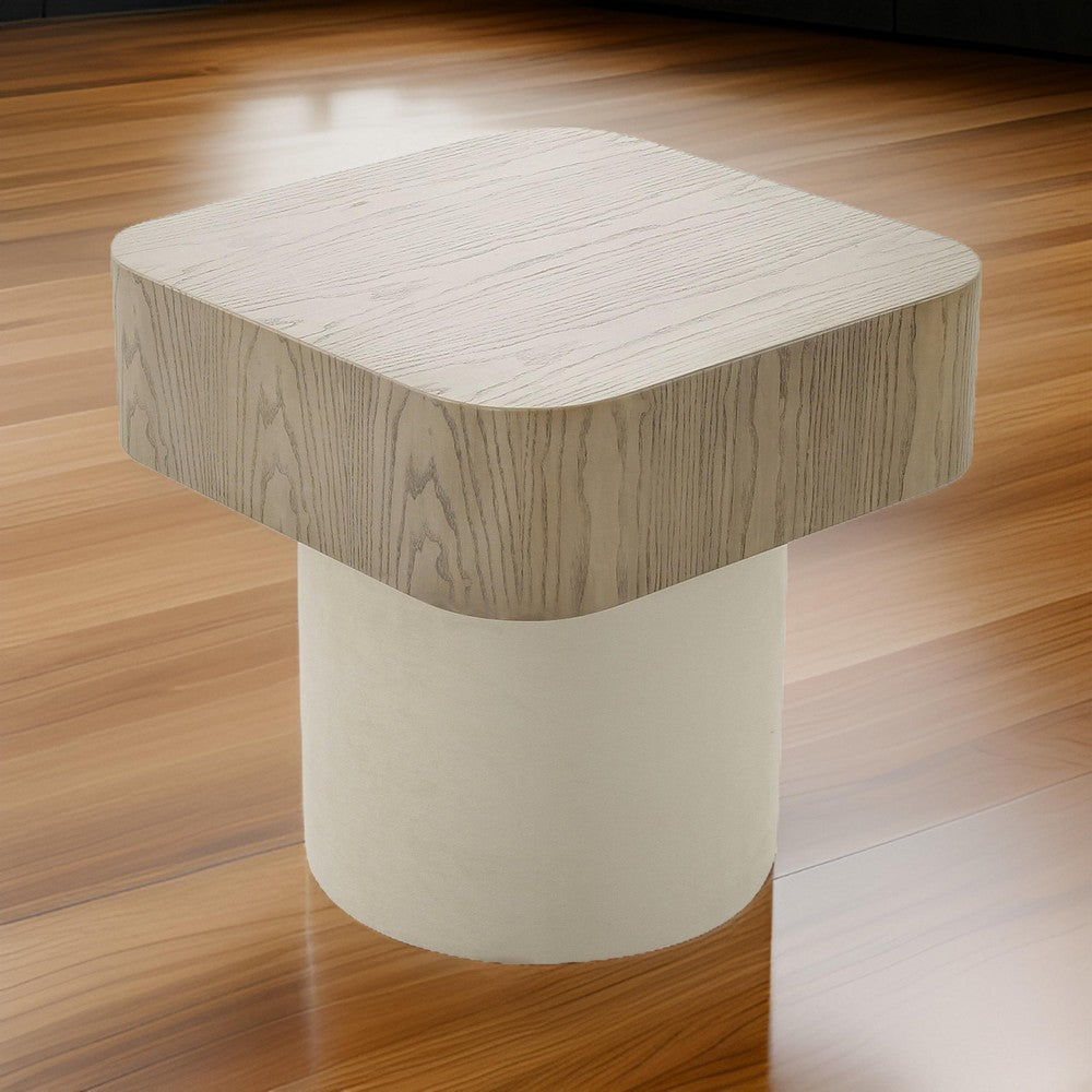 Cid Macy 22 Inch Side End Table, Square, Modern Style, Beige Brown Finish By Casagear Home