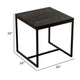 Cid Rive 16 Inch Side End Table Iron Legs Square Black Ash Veneer Top By Casagear Home BM312007