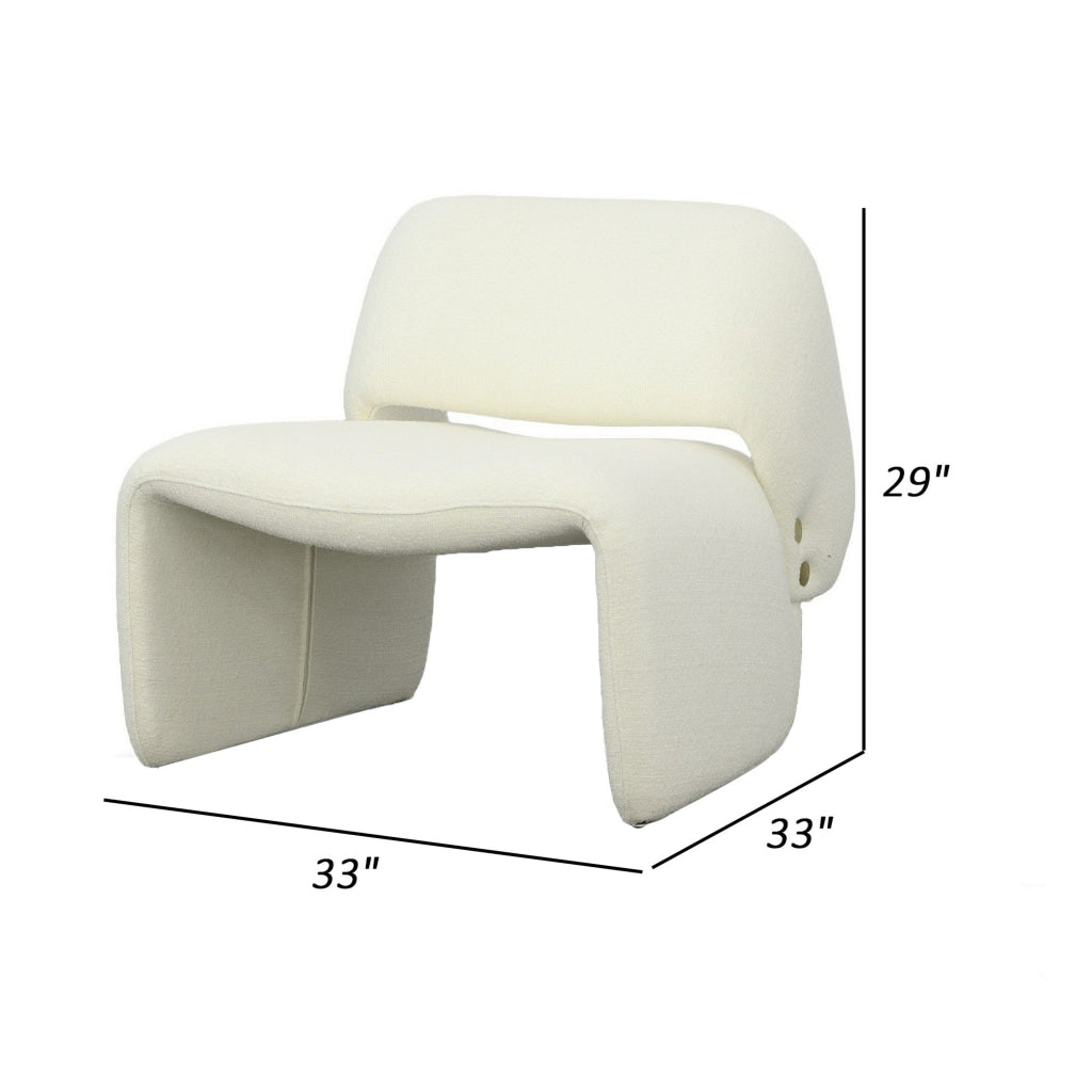 33 Inch Accent Chair Gold Buttons Winged Back Off White Upholstery By Casagear Home BM312009