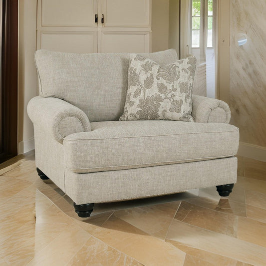 Ashley Asen 51" Oversize Chair, Rolled Arms, Beige Polyester