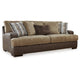 Srie 95 Inch Sofa Nailhead Trim 5 Accent Pillows Brown Faux Leather By Casagear Home BM312022