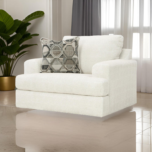 Ashley Henly 51" Accent Chair, Oversized, 1 Pillow, White Polyester