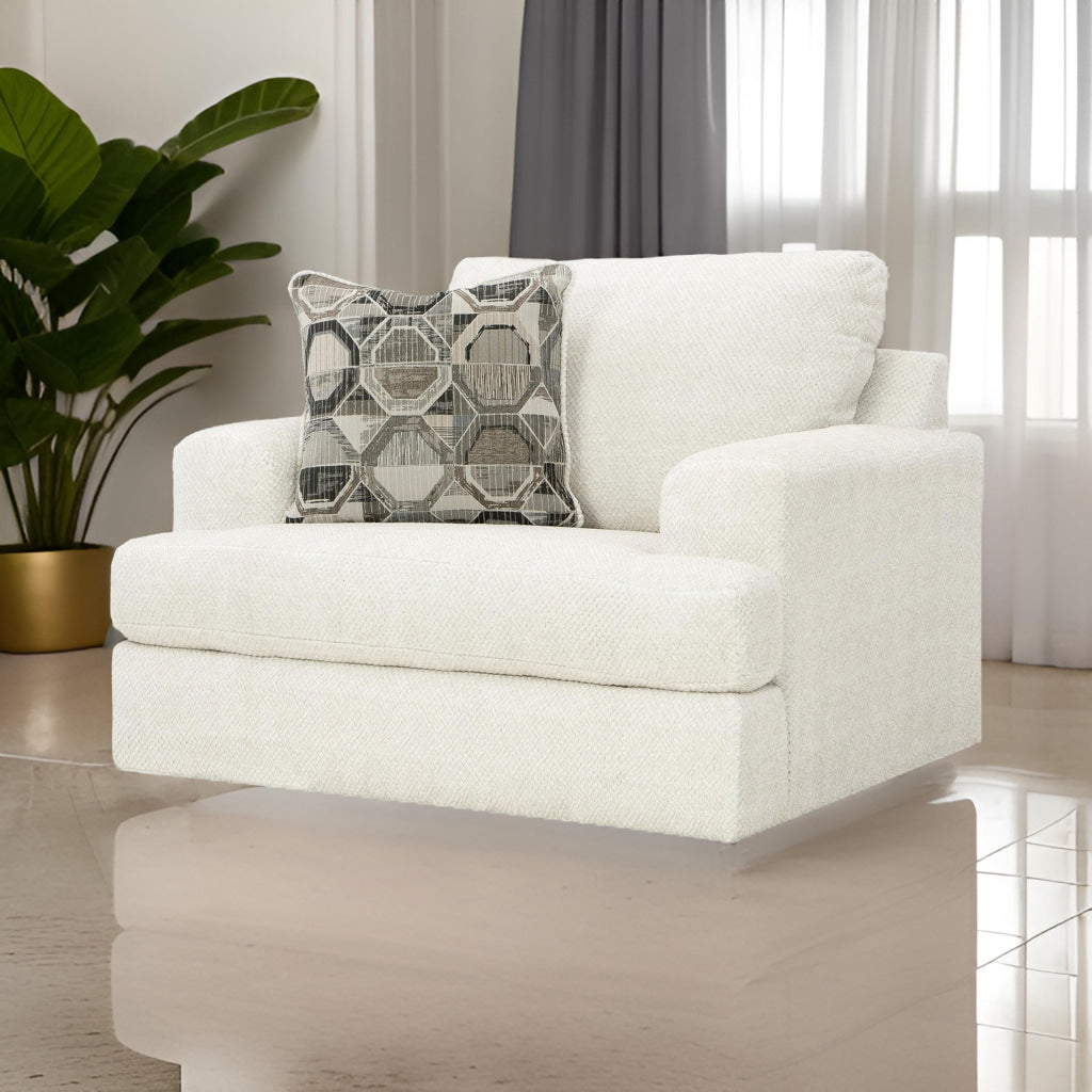 Ashley Henly 51" Accent Chair, Oversized, 1 Pillow, White Polyester
