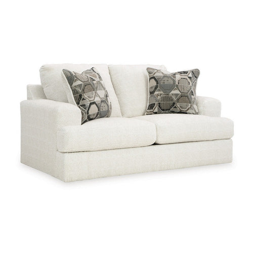 Ashley Henly 70" Loveseat, 2 Accent Pillows, Soft White Polyester