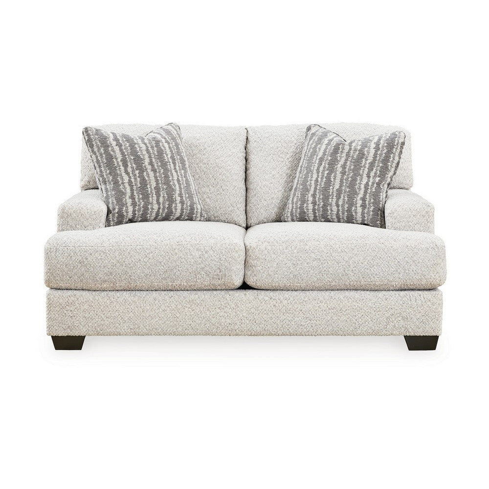 Emma 68 Inch Loveseat with 2 Accent Pillows Oversized Gray Polyester By Casagear Home BM312032