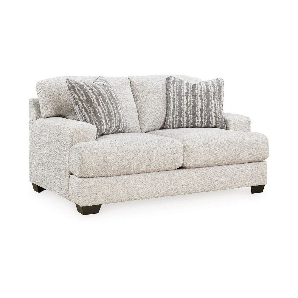 Emma 68 Inch Loveseat with 2 Accent Pillows, Oversized, Gray Polyester By Casagear Home