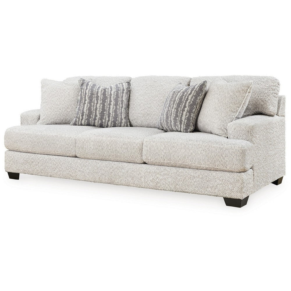 Emma 95 Inch Sofa with 4 Accent Pillows Oversized Soft Gray Polyester By Casagear Home BM312034