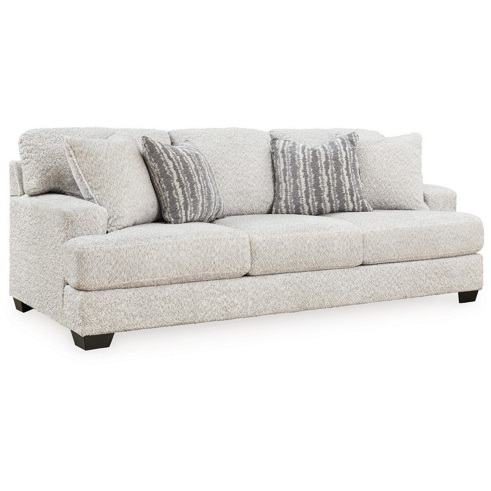 Ashley Emma 95" Sofa with 4 Accent Pillows, Soft Gray Polyester