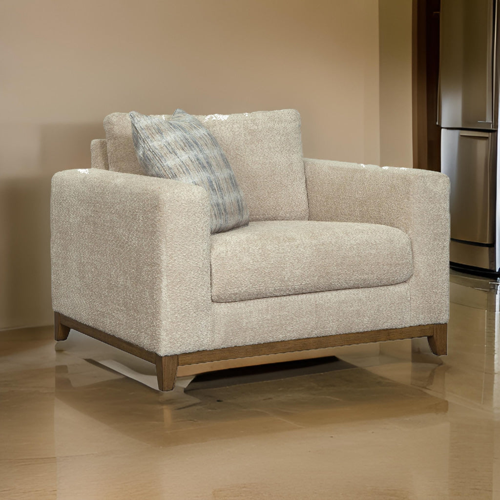 Ashley Klyn 47" Accent Chair, Oversized, 1 Pillow, Beige Polyester