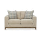 Klyn 67 Inch Loveseat with 2 Accent Pillows Beige Polyester Upholstery By Casagear Home BM312038