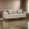 Ashley Klyn 93" Sofa, 4 Accent Pillows, Faux Wood, Beige Polyester
