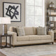 Ashley Klyn 93" Sofa, 4 Accent Pillows, Faux Wood, Beige Polyester