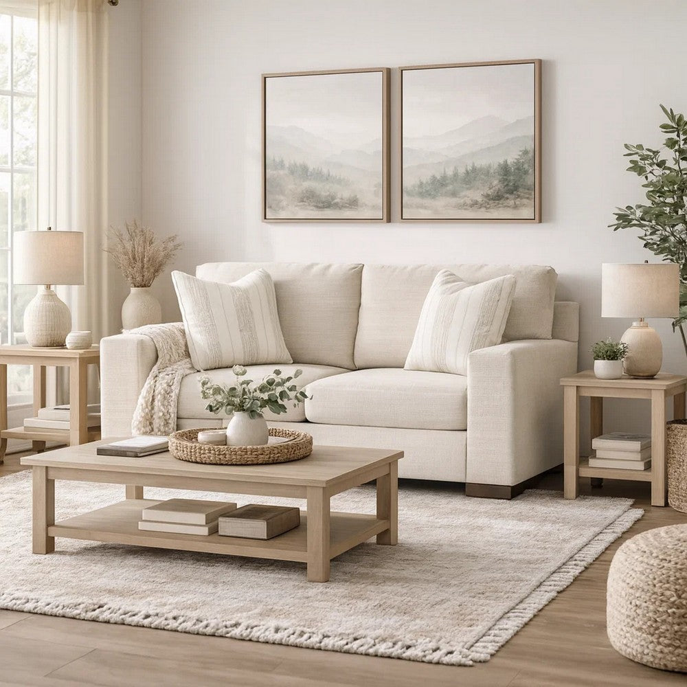 Ashley Magg 70" Loveseat, 2 Accent Pillows, Beige Polyester