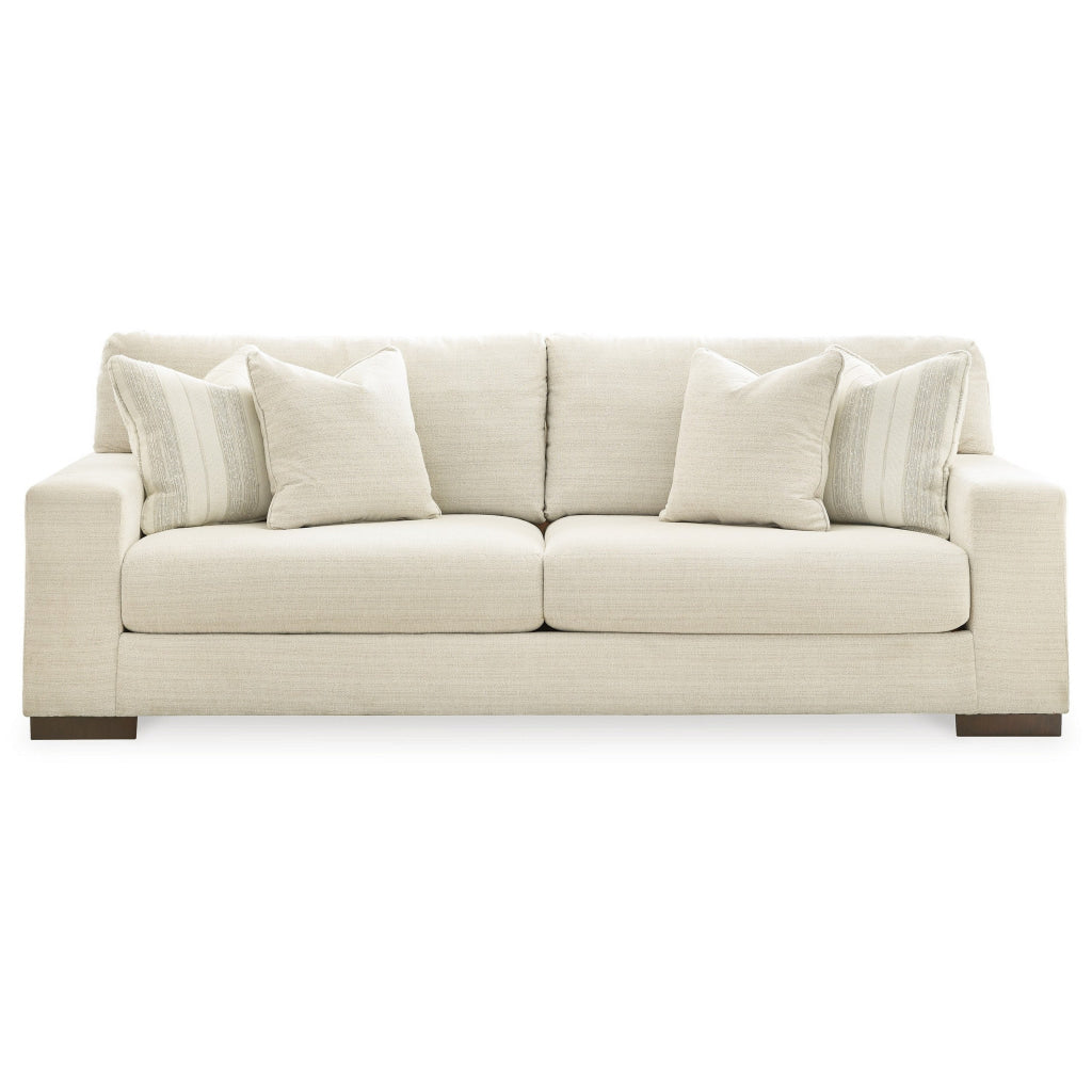 Magg 96 Inch Sofa 4 Accent Pillows Oversized Cushion Beige Polyester By Casagear Home BM312042