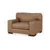 Aida 51 Inch Accent Chair Oversized Attached Back Plush Brown Leather By Casagear Home BM312045