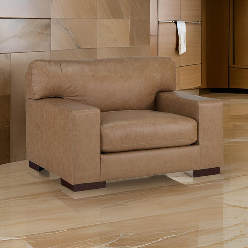 Ashley Aida 51" Accent Chair, Oversized Back, Plush Brown Leather