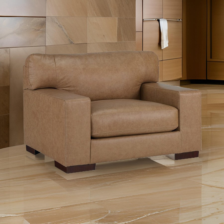 Ashley Aida 51" Accent Chair, Oversized Back, Plush Brown Leather