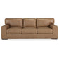 Aida 96 Inch Sofa Oversized Attached Back Cushions Plush Brown Leather By Casagear Home BM312048