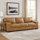 Ashley Aida 96" Sofa, Oversized Cushions, Plush Brown Leather