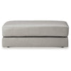 Kaite 44 Inch Ottoman Plush Top Cushion Genuine and Faux Leather Gray By Casagear Home BM312053