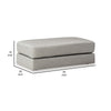 Kaite 44 Inch Ottoman Plush Top Cushion Genuine and Faux Leather Gray By Casagear Home BM312053