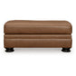 Aida 44 Inch Ottoman Plush Cushion Top Caramel Brown Genuine Leather By Casagear Home BM312058