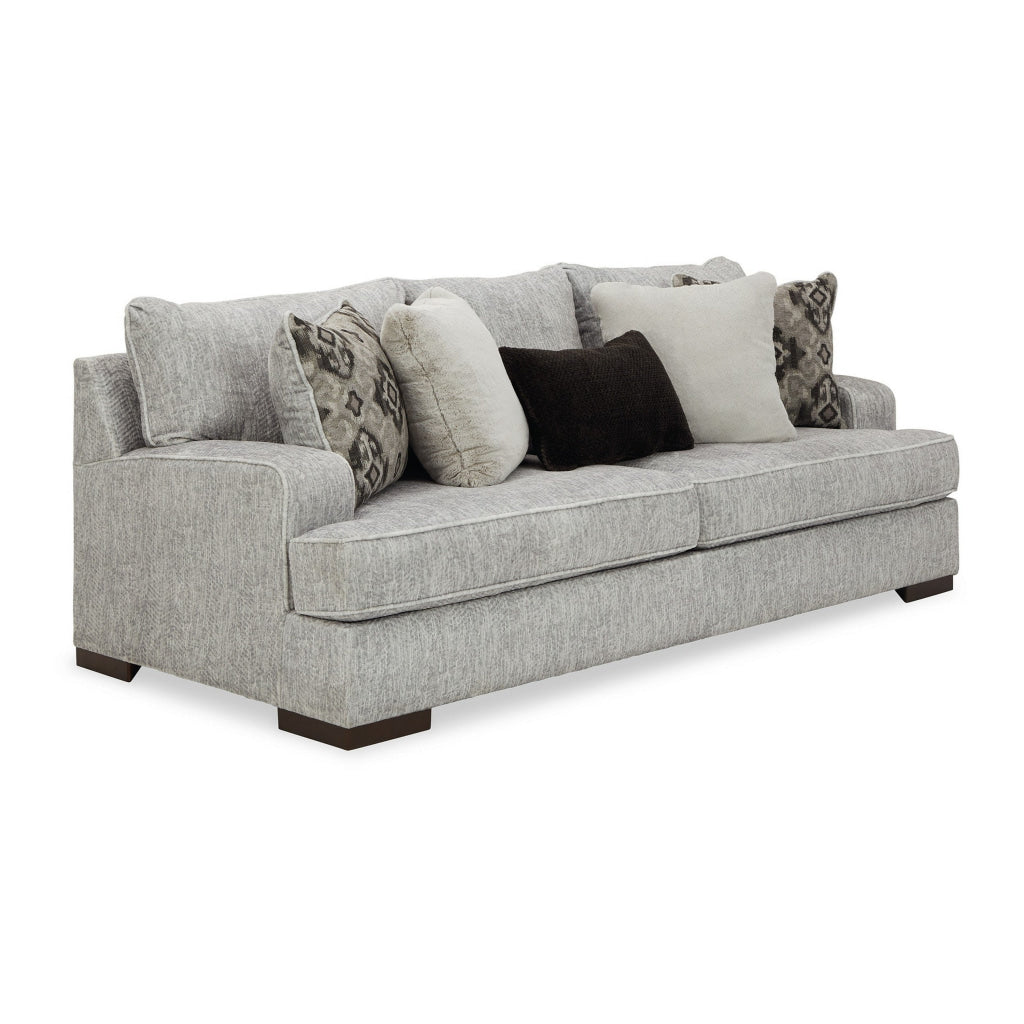 Cado 95 Inch Sofa 5 Accent Pillows Reversible Cushion Gray Polyester By Casagear Home BM312069