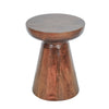 18 Inch Side Accent Table Round Mango Wood Top Cone Base Brown Finish By Casagear Home BM312073