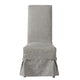 25 Inch Dining Side Chair Gray Linen Fabric Upholstery Skirted Parsons By Casagear Home BM312074