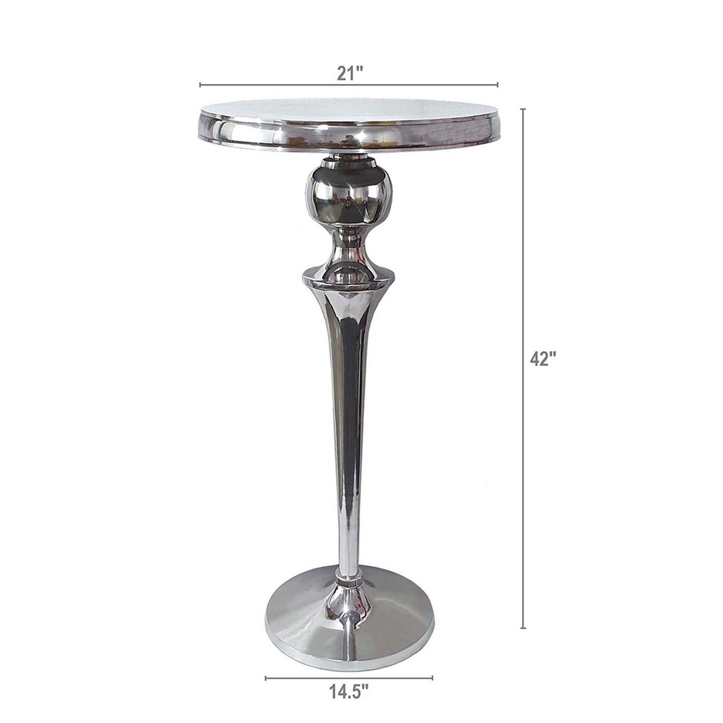 42 Inch Bar Drink Table Round Top Slender Turned Support Chrome Metal By Casagear Home BM312075