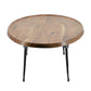 Aji 31 Inch Coffee Table Oval Acacia Wood Top Iron Legs Brown and Black By Casagear Home BM312076