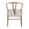 44 Inch Accent Chair Set of 2 White Faux Fur Wishbone Beige Ash Wood By Casagear Home BM312078