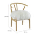 44 Inch Accent Chair Set of 2 White Faux Fur Wishbone Beige Ash Wood By Casagear Home BM312078