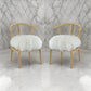 44 Inch Accent Chair Set of 2, White Faux Fur, Wishbone, Beige Ash Wood By Casagear Home