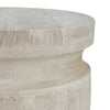 Kiv 24 Inch Side End Table Round Mango Wood Top Carved Accent Base Cream BM312086