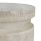 Kiv 24 Inch Side End Table Round Mango Wood Top Carved Accent Base Cream BM312086