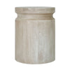 Kiv 24 Inch Side End Table Round Mango Wood Top Carved Accent Base Cream BM312086