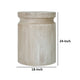 Kiv 24 Inch Side End Table Round Mango Wood Top Carved Accent Base Cream BM312086