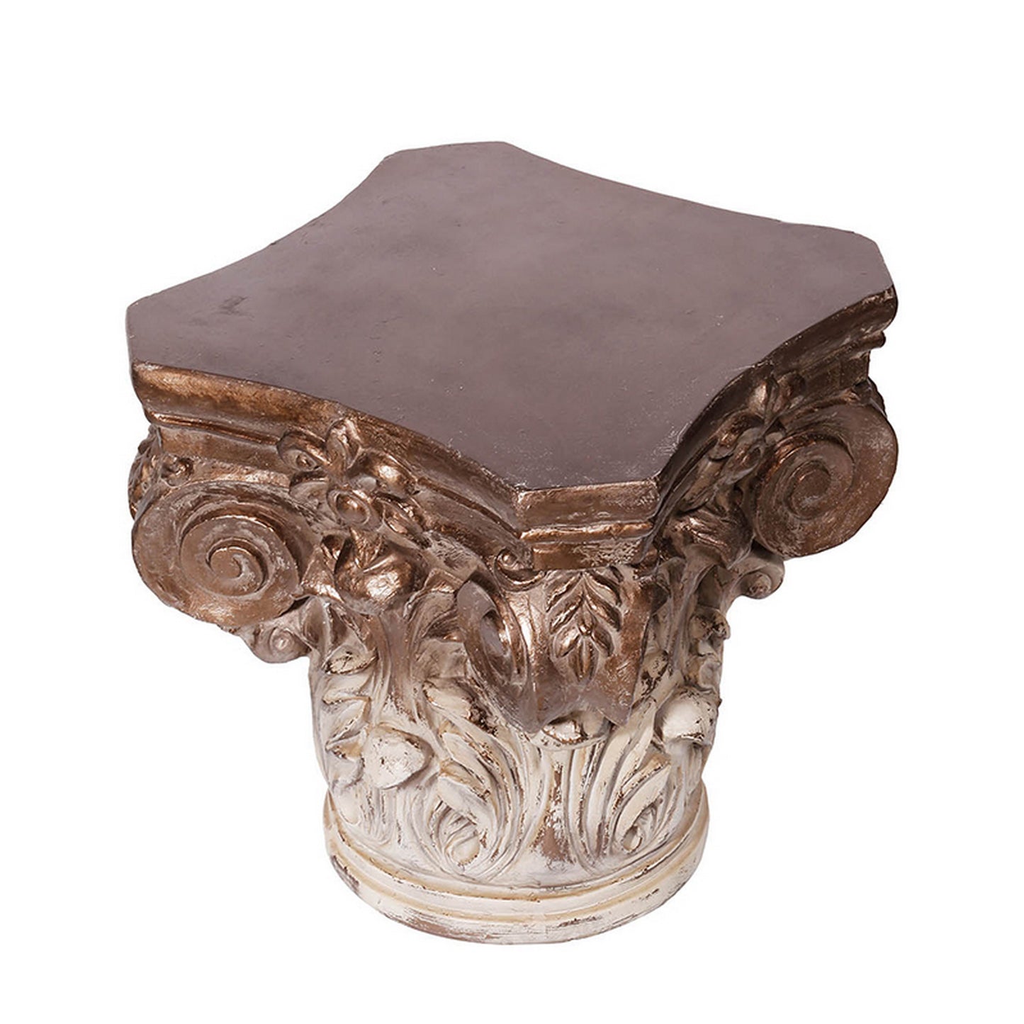 18 Inch Corinthian Cap Pedestal 2 Tone Gold and White Finished Magnesium By Casagear Home BM312089