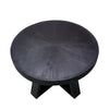 Raj 24 Inch Round Coffee Table Cross Leg Design Black Acacia Wood Iron By Casagear Home BM312091