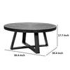 Raj 39 Inch Round Coffee Table Cross Legs Design Black Acacia Wood Iron By Casagear Home BM312092