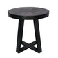 Raj 24 Inch Round Side End Table Cross Legs Design Black Acacia Wood Iron By Casagear Home BM312093