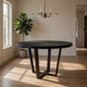 Raj 47 Inch Round Dining Table, Cross Legs Design, Black Acacia Wood, Iron By Casagear Home