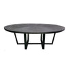 Raj 91 Inch Round Dining Table Cross Legs Design Black Acacia Wood Iron By Casagear Home BM312095